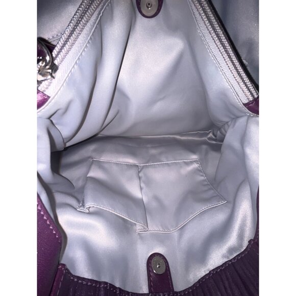 Nice Rare Coach Purse Ashley Gathered Leather Satchel Plum Purple #F19425 - Picture 7 of 12